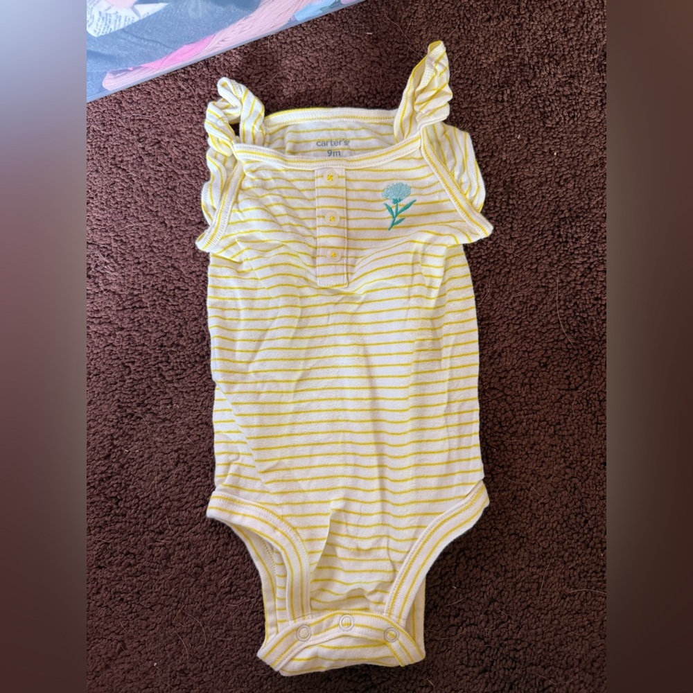 Carter's Yellow and White Striped Bodysuit